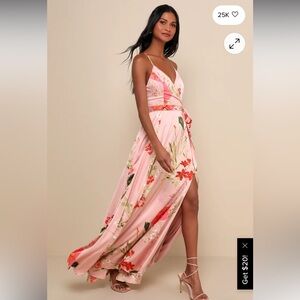 Lulu's Pink Floral Maxi Dress
